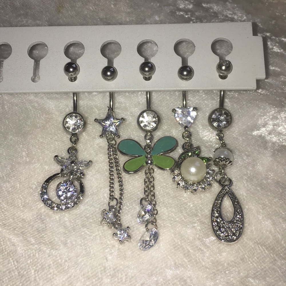 Assortment 5 NEW Stainless Steel Navel Belly Rings